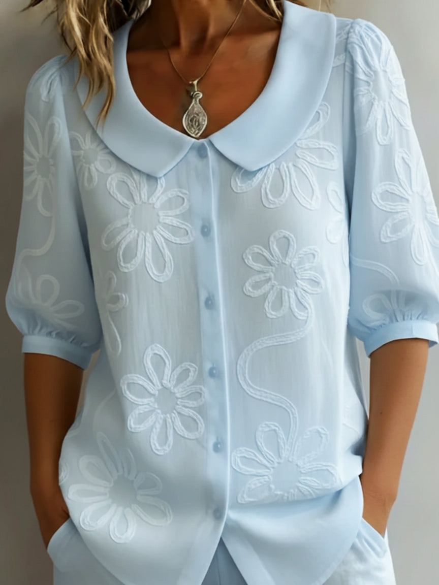 Zélie™ | Light Floral Blouse Natural Elegance