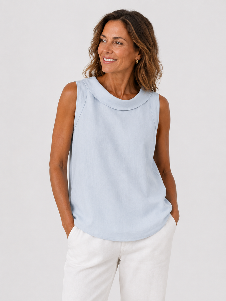 Anastine | Elegant Top with Roll Collar