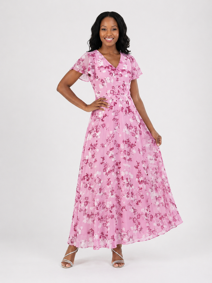 Ismeria | Floral Chiffon Maxi Dress